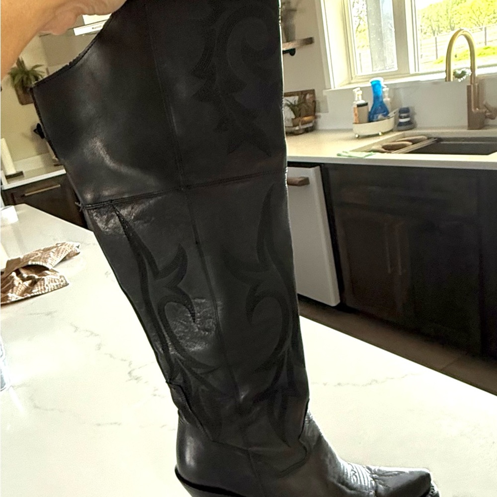 Dan Post Jilted Sleek Black Over the Knee Boots